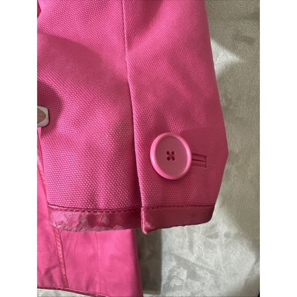 Banana Republic Pink Longline Trench Coat XS Vintage Buttons Jacket Satin Trim - Picture 15 of 15
